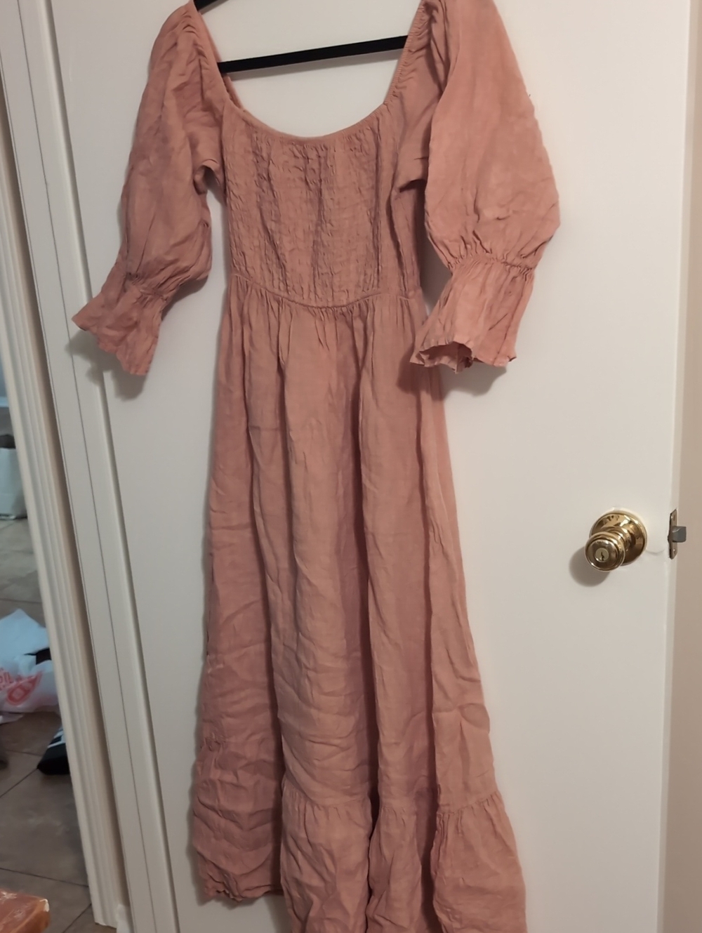 Blush Pink Puff-Sleeve Maxi Dress Beachwood Baby